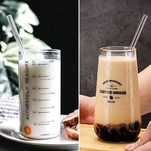 NINU 10 Pack Glass Straws, Reusable Clear Drinking Straws, Including 4 Straight and 4 Bent Straws and 2 Wide Smoothie Straws with 2 Cleaning Brushes thumbnail 7