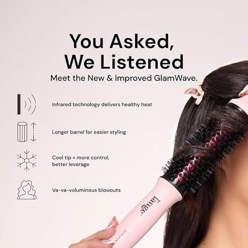 L'ANGE HAIR GlamWave Infrared Thermal Ionic Brush | 38mm Heated Round Thermal Brush for Volume and Curls | Reduces Frizz | Adds Shine | Smooth Styling Tool for All Hair Types (Blush) thumbnail 3