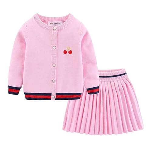 Mud Kingdom Cute Little Girls Ribbed Knit Cardigan Skirt Set School Style - Image 1