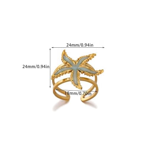 Zxcog Gold Starfish Beach Ring for Women Boho Beach Starfish Open Ring Unique Ocean Summer Star Rings Trendy Elegant Jewelry Accessories thumbnail 3