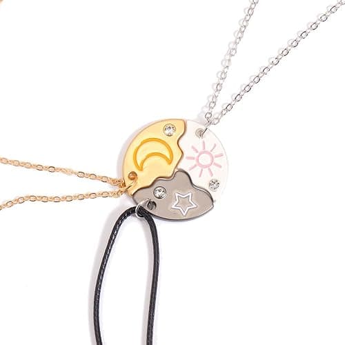 Joiigaem BFF Necklace For 3 Trio Sun Moon Star Friendship Puzzle Matching Necklaces For Best Friends 3 Sisters Forever Jewelry Gifts thumbnail 6