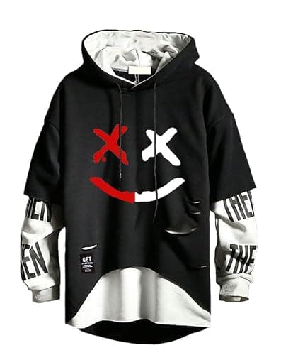 DUDHUH Mens Hoodie Fashion Pullover Letter Print Tracksuit Techwear Casual Coat Hip-Hop Sweatshirt - Image 1