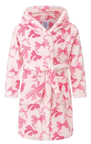 FunnyPaja Girls Soft Fleece Robes Plush Hooded Bathrobes Sleepwear for Kids 2-16 Years - Image 1