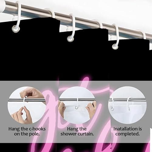 VPUPCN Get Naked Shower Curtain Pink Funny Quote Cute Font Words Black Modern Fashion Cool Simple Polyester Curtains Bathroom Decor with Hooks 70" Wx70 H thumbnail 7