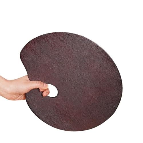 Kiilomp Oval Walnut Wood Paint Palette 12 x 9 Inches | Oil-Sealed Wooden Painting Palettes | Vintage Artist Oil Acrylic Mixing Tray | Portable Lightweight Art Pallet with Thumb Hole 24 x 30 cm thumbnail 3