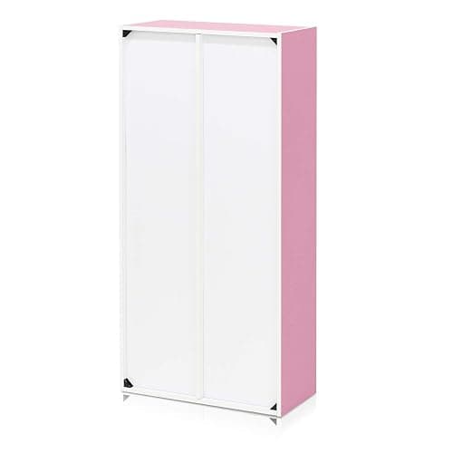 Furinno LUDER Book Shelf, 7-Cube Bookshelf, Bookcase, 9.4 x 19.5 x 41.7, for Living Room, Bedroom, Home Office, White/Pink thumbnail 5