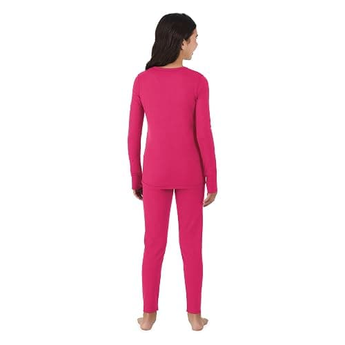 Cuddl Duds Girls Cold Weather Fleece-Lined Thermal Underwear 2-Piece Set - Kids Long Sleeve Top and Leggings Long Johns thumbnail 3