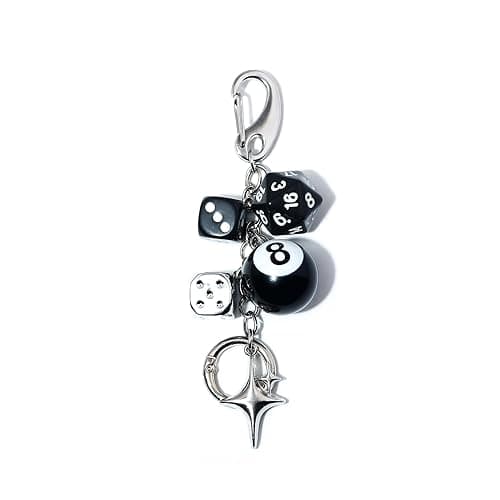 SORGERLY 8 Ball Dice Charm Keychain - Cute Bag Purse Handbag Accessories - Y2K Aesthetic Key Chain for Women Men