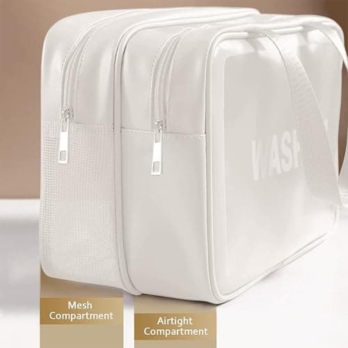 DAPOWER Travel Toiletry Bag for Women and Men, Matte Translucent Toiletry Bag with Handy Handle, Makeup Cosmetic Organizer Bag for Travel Toiletries Accessories (White-XL) thumbnail 4