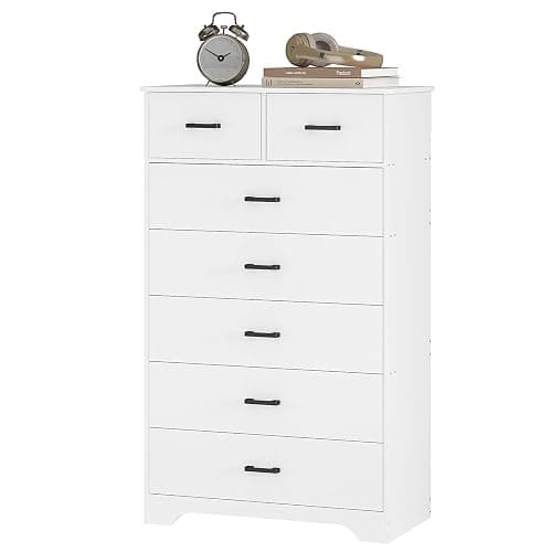 Hasuit Tall Dresser for Bedroom, White Large Chest of Drawers, 55.6'' High Dressers with 7 Drawers, Modern Wooden Vertical Storage Clothes Closet Organizer thumbnail 8