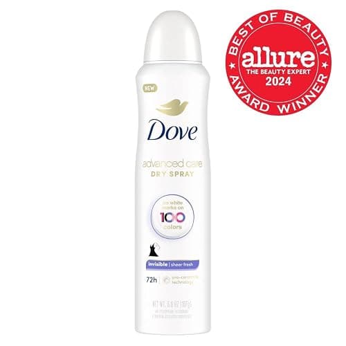 DOVE WOMENS DEO Advanced Care Invisible Dry Spray Antiperspirant Deodorant No White Marks on 100 Colors Sheer Fresh 48-Hour Sweat and Odor Protecting Deodorant for Women 3.8 oz, (Pack of 1) thumbnail 2