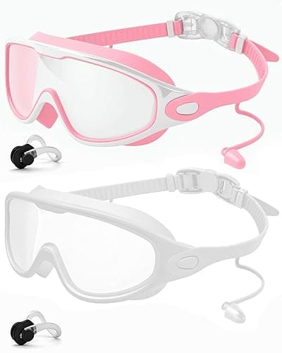 Rantizon Swim Goggles 2 Pack, Wide View Anti Fog&UV Swimming Goggles for Audlt, No Leaking Swim Glasses for Men Women Kids