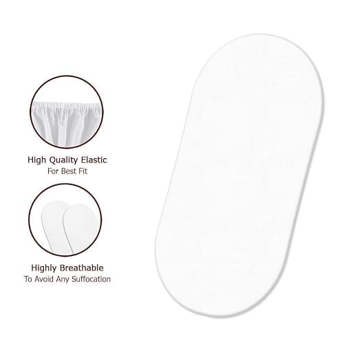 4 x Moses Basket Fitted Sheets (75 x 35 cm) | Ultra Soft, Oeko-Tex Standard 100 Certified | Antiallergic & Breathable Moses Basket Sheets (White, 75 x 35 cm) - 75 x 35 cm - White thumbnail 4