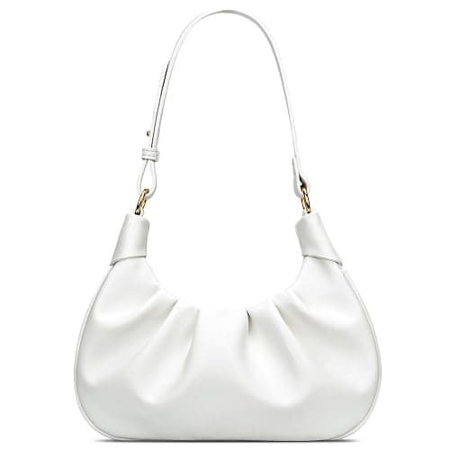 KKXIU Shoulder Bag Crescent Handbag Ruched Purse Underarm Bag Mini Hobo for Women,Detachable Gold Chain Crossbody Bag - Image 1