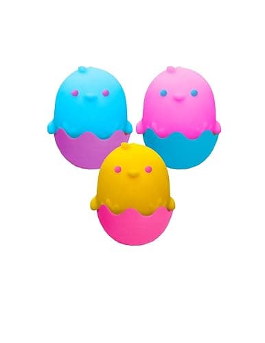 NeeDoh Chicka DeeDoos Stress Squeeze Toys Complete Gift Set Party Bundle - 3 Pack Neon Yellow/Pink/Blue - Image 1
