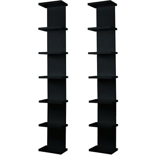 Hlimior 2 Pack 7 Tier Wall Shelf Unit - Lack Floating Shelf, Compact Display Floating Shelf, Vertical Column Wall Decor Mount Floating Storage Organizer Tall Tower Shelf for Bedroom, Living Room - Image 1