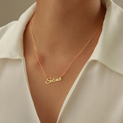 Novgarden Name Necklace Personalized, 18K Gold Plated Custom Name Necklace Nameplate Pendant Jewelry Gift for Women, Girls thumbnail 2