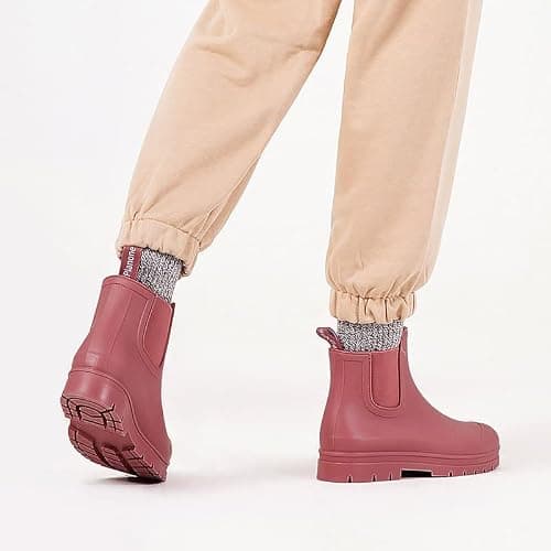 Planone Wide Width Short Rain Boots Women Fashion Waterproof Chelsea Boots for Women Matte Outdoor Garden Shoes Ankle Muck Boots for Ladies Non Slip Work Shoes Rubber Boots with Premium Comfort Insole thumbnail 5