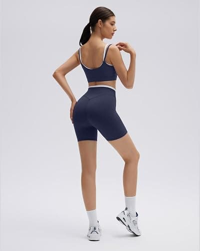 SUUKSESS 2 Piece Workout Sets Layered Sports Bra Yoga Gym Biker Shorts thumbnail 3