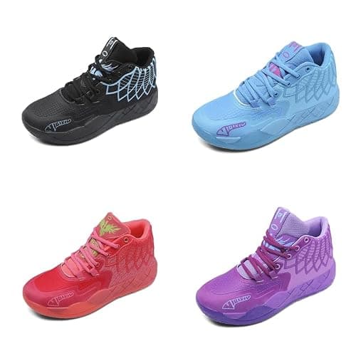 IGZBIBG Men's Knitted Mesh Breathable Mid-Top Basketball Shoes with Round Toe, Non-Slip and Lightweight Lace-Up Casual Sports Shoes Suitable for Walking, Running and Daily Travel thumbnail 4