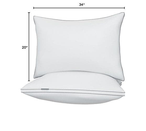 viewstar Bed Pillows King Size Set of 2, Firm Support Down Alternative Gusseted Pillows for Side, Back, or Stomach Sleepers, White thumbnail 2