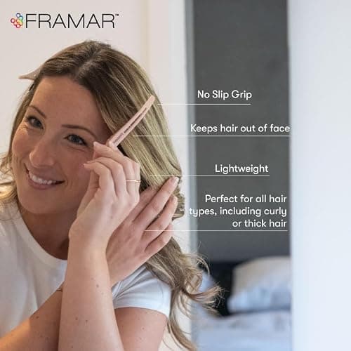 Framar Neutral Creaseless Hair Clips 10 pack – Professional Salon Hair Clips for Styling Sectioning, Hair Styling Clips, Hair Clip For Sectioning, Hair Sectioning Clips – Prevents Creases Or Dents thumbnail 2