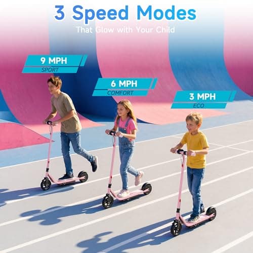 Electric Scooter for Kids Ages 6–14, Pink Electric Scooter, 250W Motor, Up to 10 Miles Range, 9 MPH, Lightweight Foldable Scooter for Girls thumbnail 3