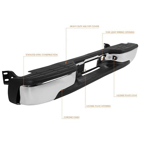 PM PERFORMOTOR Rear Step Bumper with License Plate Lights Compatible with 1999-2006 Chevy Silverado/GMC Sierra 1500 2500 Direct Replacement for GM1103124 GM1103122 12496085 thumbnail 4