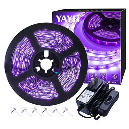 YAYIT 20ft LED Black Light Strip Kit,360 Units,12V Flexible Blacklight Fixtures, 6m LED Ribbon for Indoor Home Bedroom Decoration Fluorescent Dance Party,Non-Waterproof - Image 1