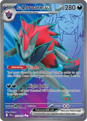 Pokemon - N’s Zoroark ex 175/159 – Journey Together – Full Art Ultra Rare – Foil Single Card - Image 1