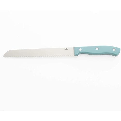 Oster Evansville 14 Piece Stainless Steel Cutting Kitchen Knife Cutlery Set with Wooden Block Holder and Knife Sharpener, Turquoise thumbnail 8