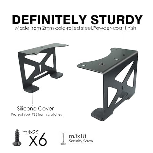 Monzlteck Under Desk Holder for PS5/PS5 Slim/Pro,Stealth Mount Compaitble with PlayStation 5 Disc & Digital Edition Console,Space Saving,DP-05 thumbnail 2