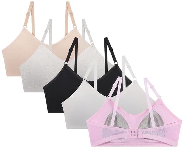 Herepai Big Girls' Adjustable Training Bra Cotton Bras Wireless Light Padded 10-16 Years - Image 1