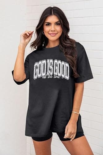 God is Good Shirt Christian Shirts Women Jesus Graphic Shirts Oversized Workout Gym Religious Baggy Tee Bible Verse Tee Tops thumbnail 5