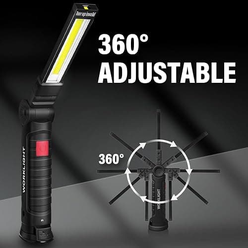 LED Work Light Rechargeable Flashlight, Christmas Stocking Stuffers Gifts for Men Him Husband Mechanic Torch Grill Light Inspection Lamp Magnetic Base 5 Modes 360° Rotate Car Emergency Repair 2PCS thumbnail 3