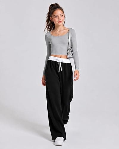 Kxuryueo Teen Girls 2 Pack Wide Leg Sweatpants Baggy High Waist Pants with Pockets 9-16Y thumbnail 6