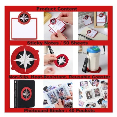 X9H8N9 Skz Merch Stray Fans Gifts Set,Including Photocards, Stickers,Photocards Binder, Coaster,Lanyard,Sticky Notes,Keychain, Pins,Mirror thumbnail 4