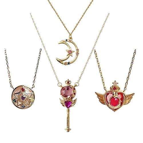 CHIVASO 4 Styles Anime Themed Pendant Necklaces Gold Plated Guardian Star Moon Necklace, Cosplay Jewelry Accessories - Image 1