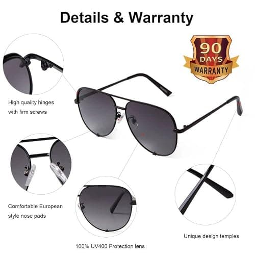 SORVINO Oversized Aviator Sunglasses for Women Men Big Large UV Protection | Fashion Black Faded Classic Retro Sun Glasses thumbnail 5