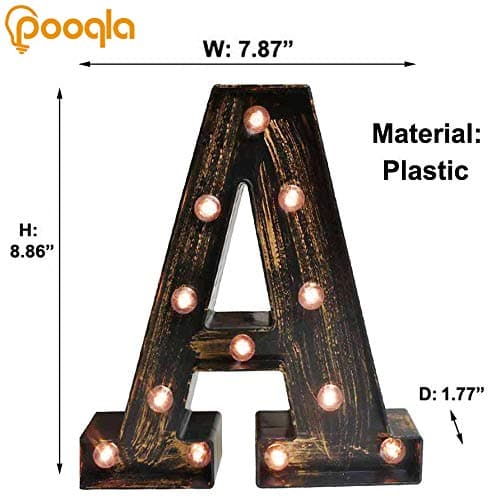 Pooqla Vintage Light Up Marquee Letters with Lights – Illuminated Industrial Style Lighted Alphabet Letter Signs - Coffee Bar Apartment Bedroom Wall Home Initials Decor A-Z thumbnail 5