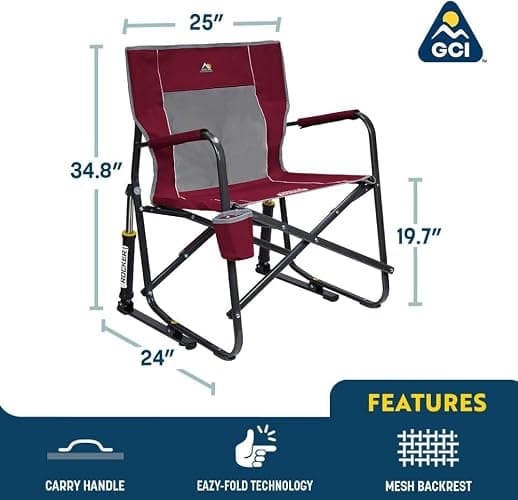 GCI Outdoor Freestyle Rocker Camping Chair | Portable Folding Rocking Chair with Solid, Durable Armrests, Drink Holder & Comfortable Backrest — Indigo Blue thumbnail 2