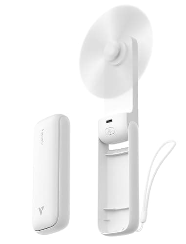 Aecooly Slim Portable Fan, Thin Handheld Fan, USB Rechargeable Mini Personal [24H Max Cooling Time], Battery Powered Small Foldable Pocket for Travel, Summer, Gifts for Women, Girls -White - Image 1