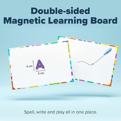 Magnetic Letters and Numbers for Children – The Complete Set: 182 Letters and 81 Numbers & Symbols – Thick Foam Fridge Magnets for Kids - Includes 2 Storage Boxes, Magnetic Board, Pens and Eraser thumbnail 7