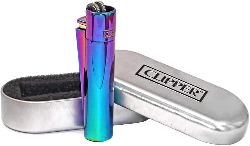 Sale! Clipper Original Metall Feuerzeug Regenbogen, Icy Metal mit Geschenkbox - Image 1