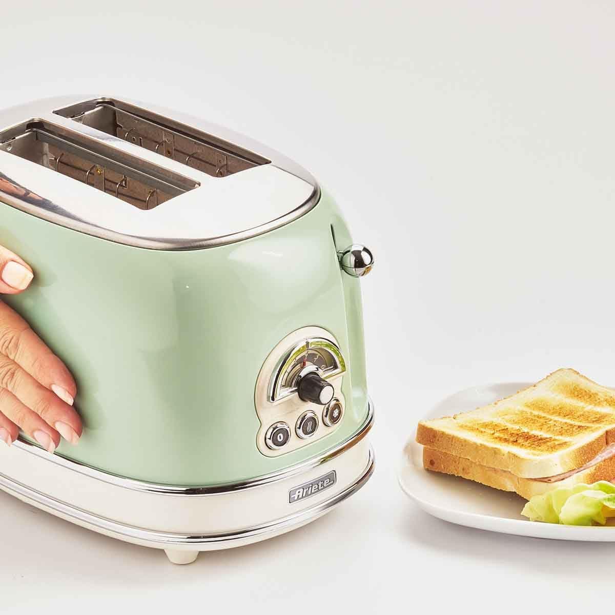 Ariete 155, Torradeira Eletrica Vintage Verde, 750W, 6 Níveis de Tostagem, Funções: Torrar, descongelar, reaquecer, Corpo Aço Inoxidável, 127V thumbnail 4