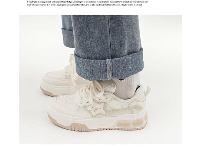 Cute Athleisure Star Shoes Chunky Platform Lace-up Comfy Non Slip Lightweight Softy Casual Sneakers Kawaii Y2K Pretty Pastel Retro Gifts for Women & Girls Back to School thumbnail 5