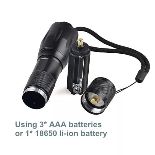 UV LED Zoom Torch 395nm Ultra Violet Black Light Waterproof Super Bright 500lm for Hotel Room Inspection, Revealing Pet Urine & Stains, Banknote Detecting etc + 3 AAA Batteries (Pack of 2 Torches) thumbnail 5