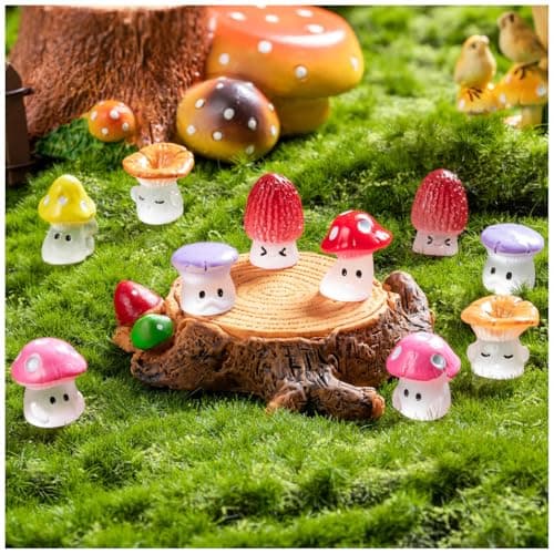 GDZRDFLH 24pcs Mini Mushrooms Cute Resin Tiny Mushrooms Statue Fake Miniature Mushroom Figurines for Fairy Garden Terrarium Accessories Decor Micro Landscape Craft thumbnail 5