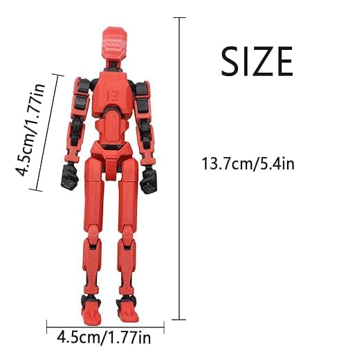 DANONI Assembly Completed- Upgrade 3D Printed Multi-Jointed Action Figures,Titan 13 Action Figure,Nova 13 Action Figure,Dummy Robot 13 Action Figures Set,Multiple Accessories, Desk Decoration(Red) thumbnail 3