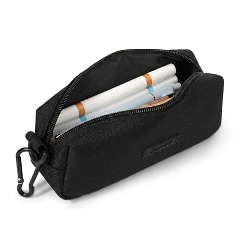 SUNEE Kleines Federmäppchen, Robustes 900D Oxford Mäppchen mit Metallreißverschluss & Clip, Kompakte Aufbewahrung für Schule, Büro & Reise, Schwarz - Image 1